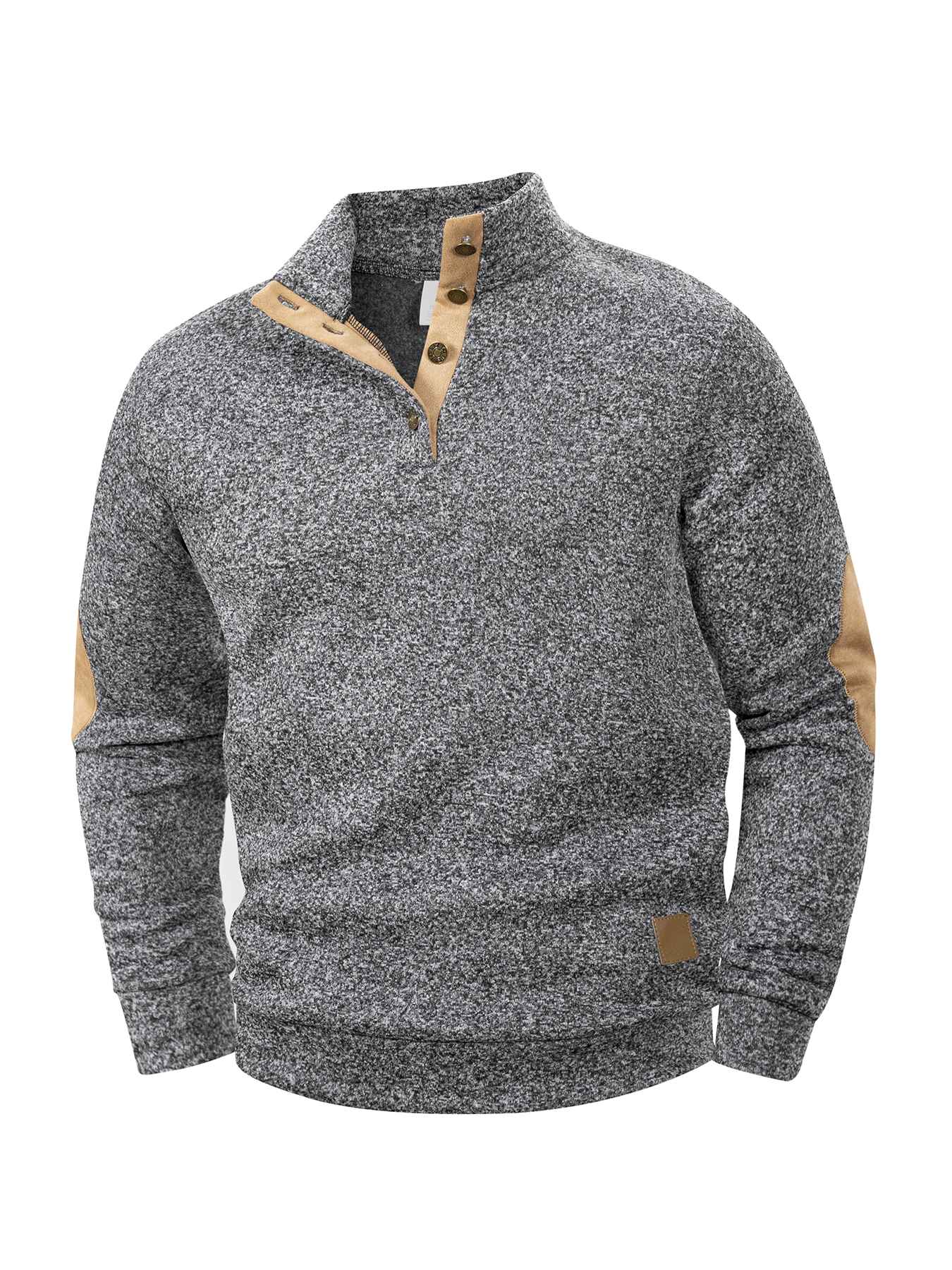Spring Autumn Men's Casual Pullover Button Down Stand Collar Henley Polo Coats Long Sleeve Stand Collar Sweatshirts for Sport