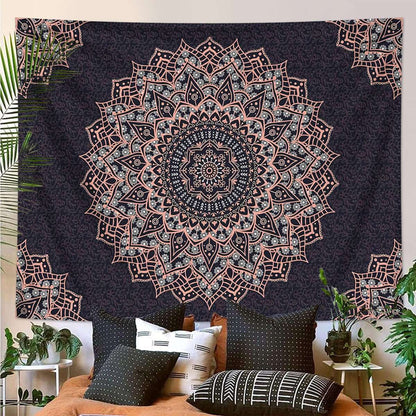1pc Bohemian Mandala Tapestry, Retro Plant Flower psychedelic Tapestry, Hippie Style Room Decoration Wall Hanging