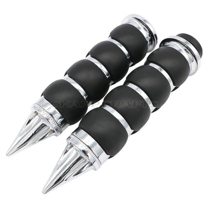 1" 25mm & 7/8'' 22mm Billet Rubber Flame Spike Hand Grips For Harley Honda Kawasaki Suzuki Yamaha  Bikes Cruiser Chopper Custom