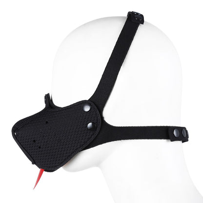 Puppy Play Dog Cosplay Mask Hood Half Face Bondage Muzzle Mask with Tongue Dog Slave Cosplay Dog Mouth