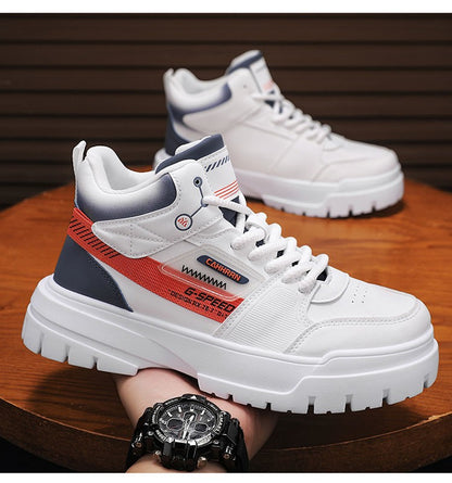 Tênis masculinos casuais de cano alto para outono, tênis de caminhada masculinos, tênis esportivos masculinos, tênis com sola macia para caminhada