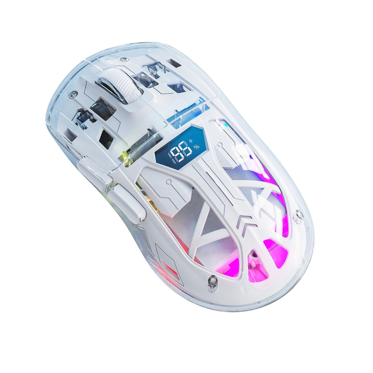 Mouse Bluetooth A2 com tela digital transparente RGB, conexão sem fio de modo duplo, compatível com Win/Mac