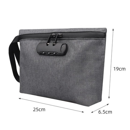 Travel Storage Bag With Password Lock Files Credit Card Certificates Safe Handbag Waterproof Anti-odor Smoking Pipe Storage Bag