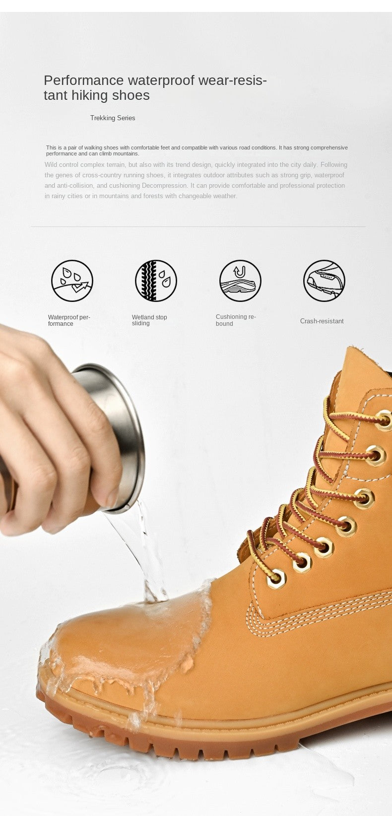 Boots Men High Top Boots High Quality Women Leather Shoes Fashion Outdoor Sneakers Men Lace Up Non-Slip Ankle Boots for Couple