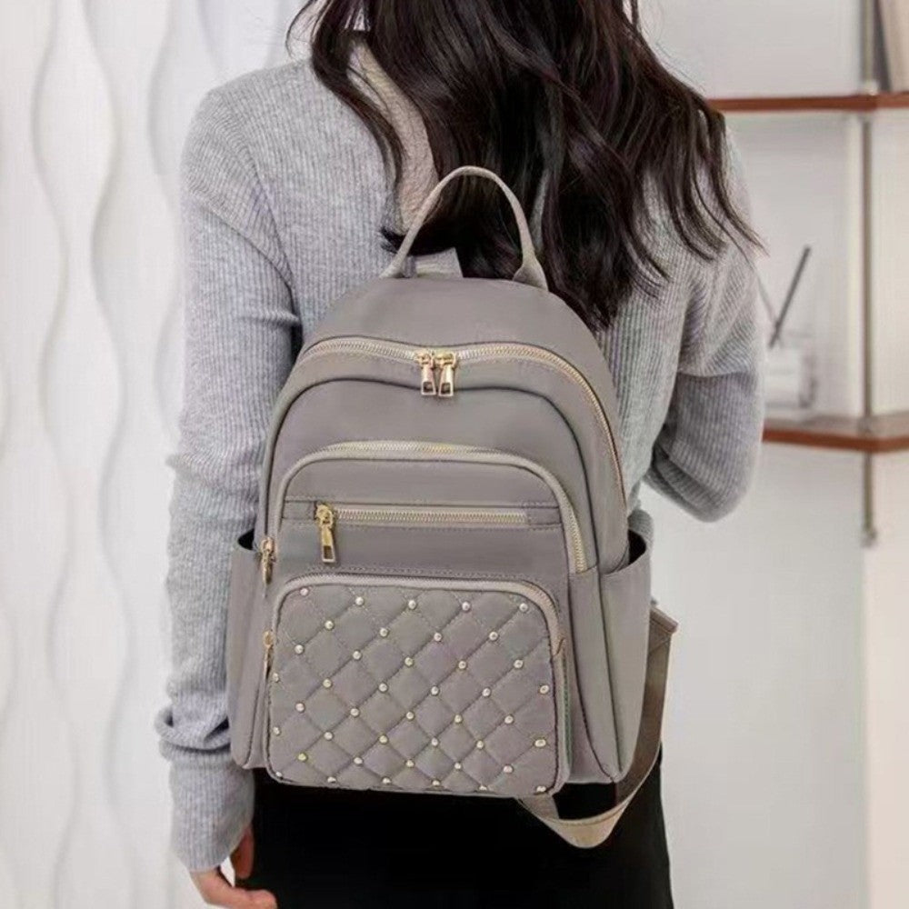 Casual Classic Vintage Backpack Elegant Multiple Pockets Women Backpack Adjustable Straps School Bag Girls
