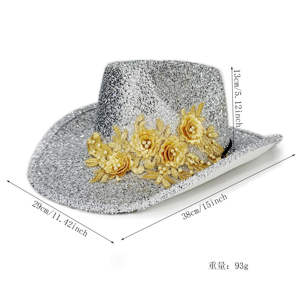 3d Flower Fedora Exquisite Fashion Panama Hat Embroidery Fedora Hat Superior Women'S Wedding Hat For Party Fashion Outfit