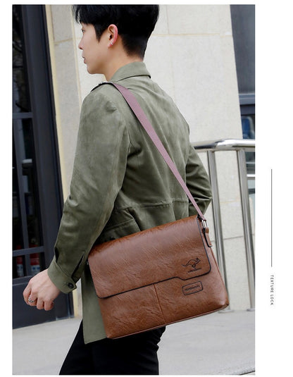 Business Shoulder Bag For IPAD PU Leather Business Handbag Men Messenger Bag Large Side Sling Bag Fashion Man Crossbody Bag