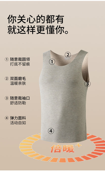 Comfortable Bamboo Fiber Thermal T Shirt Men Tank Top Wool High Quality Seamless Undershirt Winter Men's Warm Fleece Underwear