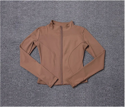 Women Long Sleeve Sport Jacket Spring Summer Gym Workout Coat Yoga Running Sports Cycling Top Casual Zipper Outfit Clothes Chic