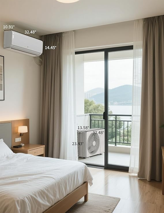 Ar Condicionado Split Mini 12.000 BTU com Bomba de Calor 18.5 SEER Refrigera até 70 m², Inversor CA com Controle Remoto Eficiente em Energia