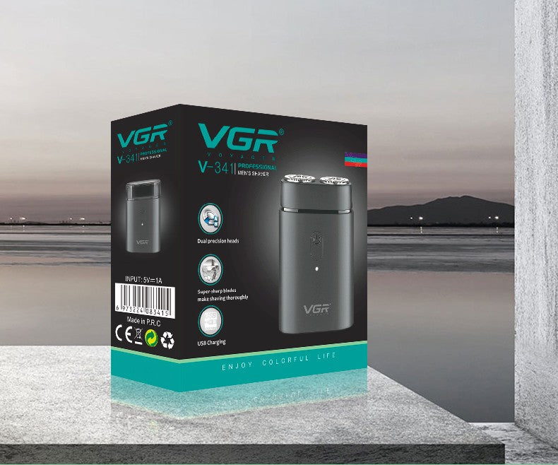 VGR Convenient Home Shaver Stainless Steel Double Blade Men's Shaver Intelligent Digital Display Washable Mini Shaver V-341