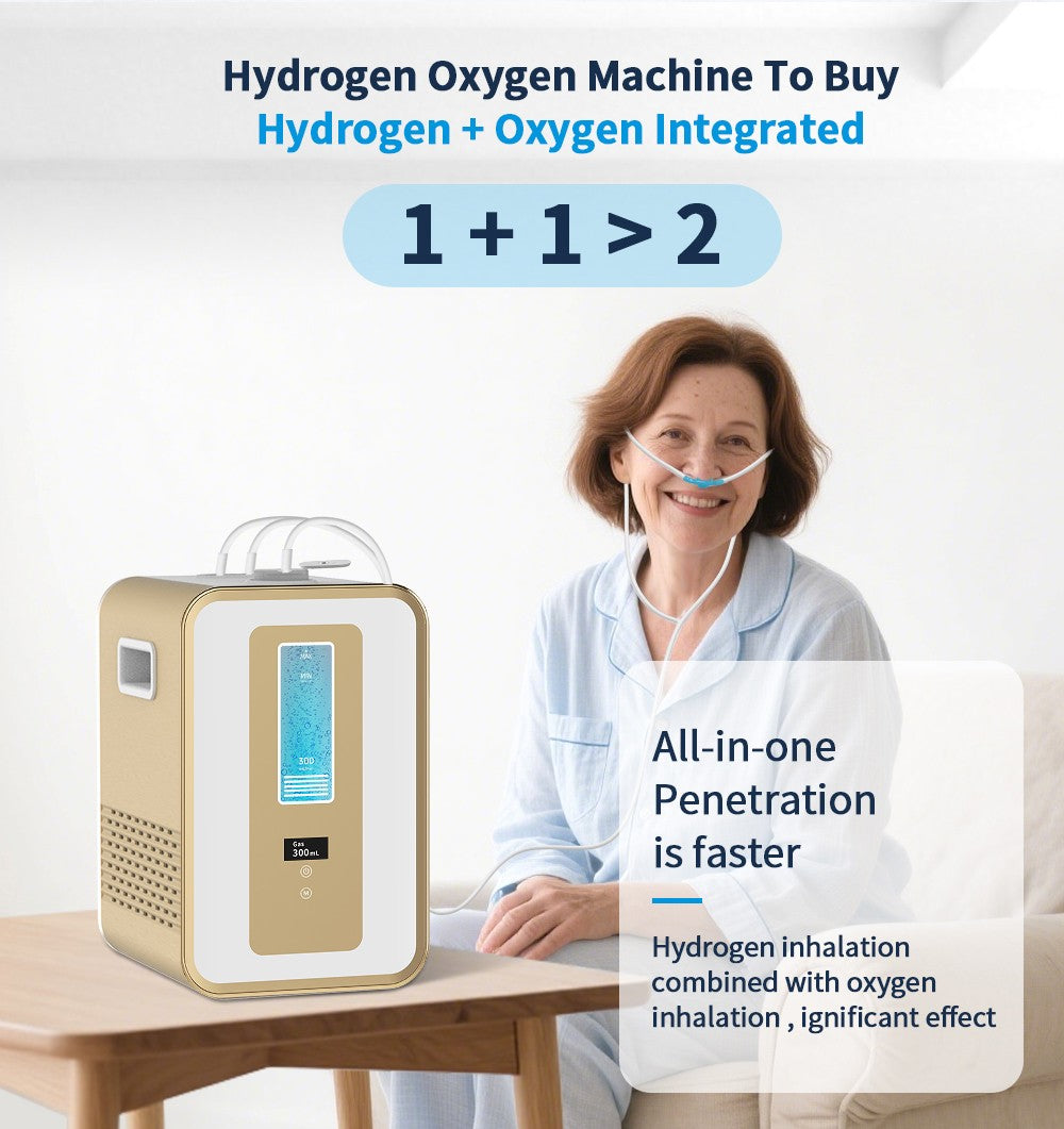Gerador de Água Hidrogenada Medicinal 300ml Máquina de Inalação de Hidrogênio H2 O2 HHO Dispositivo de Respiração Inalador de Hidrogênio com Saída Dupla