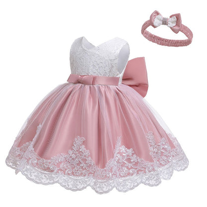LZH Baby Girl Dress Newborn Clothes Princess Dress+Headwear For Toddler Birthday Wedding Christening Infant Party Christmas Gown