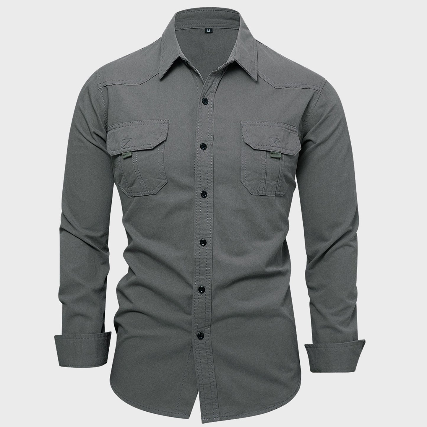 Cotton 100% Men Outdoor Multi Pockets Long Sleeved Cargo Shirts High Quality Man Loose Shirts New Male Solid Casual Shirts 3XL