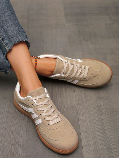 Mix Color Women's Autumn Sneakers Fashion Splicing Flat Heel Vulcanized Shoes Female Lace-Up Non-Slip Pu Leather Casual Shoes