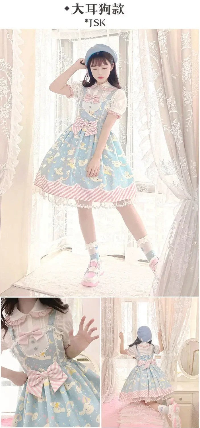Cartoon My Melody Lolita Dress Kawaii Fashion Bow Lace Dress Printed Princess Dress Halloween Versatile Christmas Gift for Women