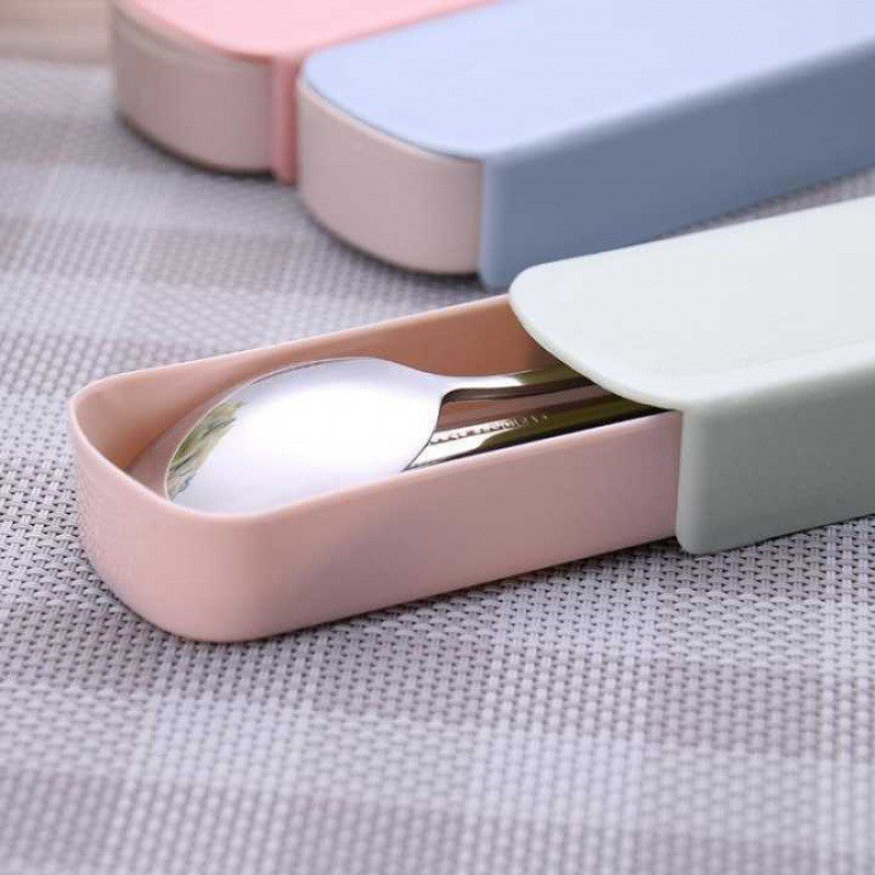 4Pcs/Set Stainless Steel Chopsticks Spoon Fork Steak Knife with Storage Case Travel Camping Cutlery Set Portable Tableware