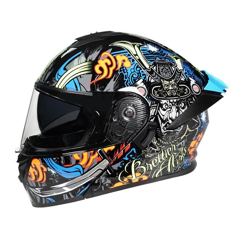 Capacete de motocicleta quente e elegante de inverno com rosto completo e capacete completo e inversão de lente dupla