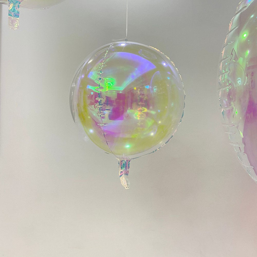 12Pcs Iridescent 4D Round Foil Balloons 22/12/10IN Holographic 4D Foil Balloons Helium Air Globos Mermaid Birthday Wedding Decor
