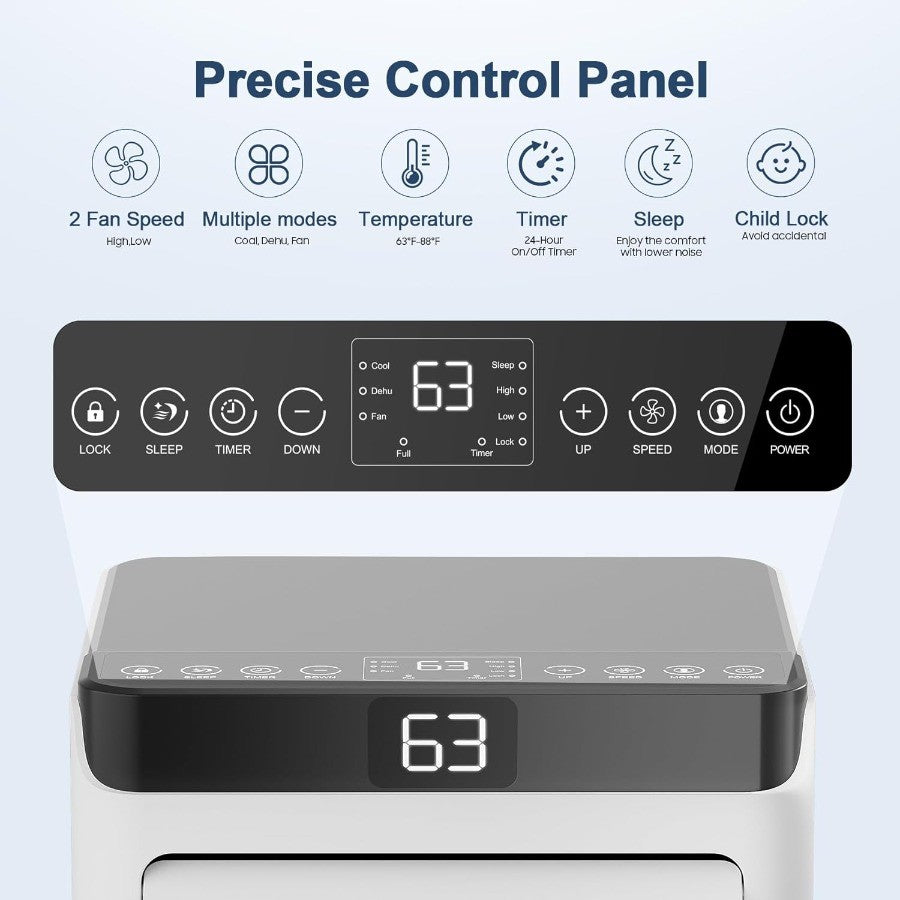 Ar Condicionado Portátil 10000 BTUs para Ambientes de até 42m² com Controle Remoto 4 Modos de Operação Função Desumidificador Jan