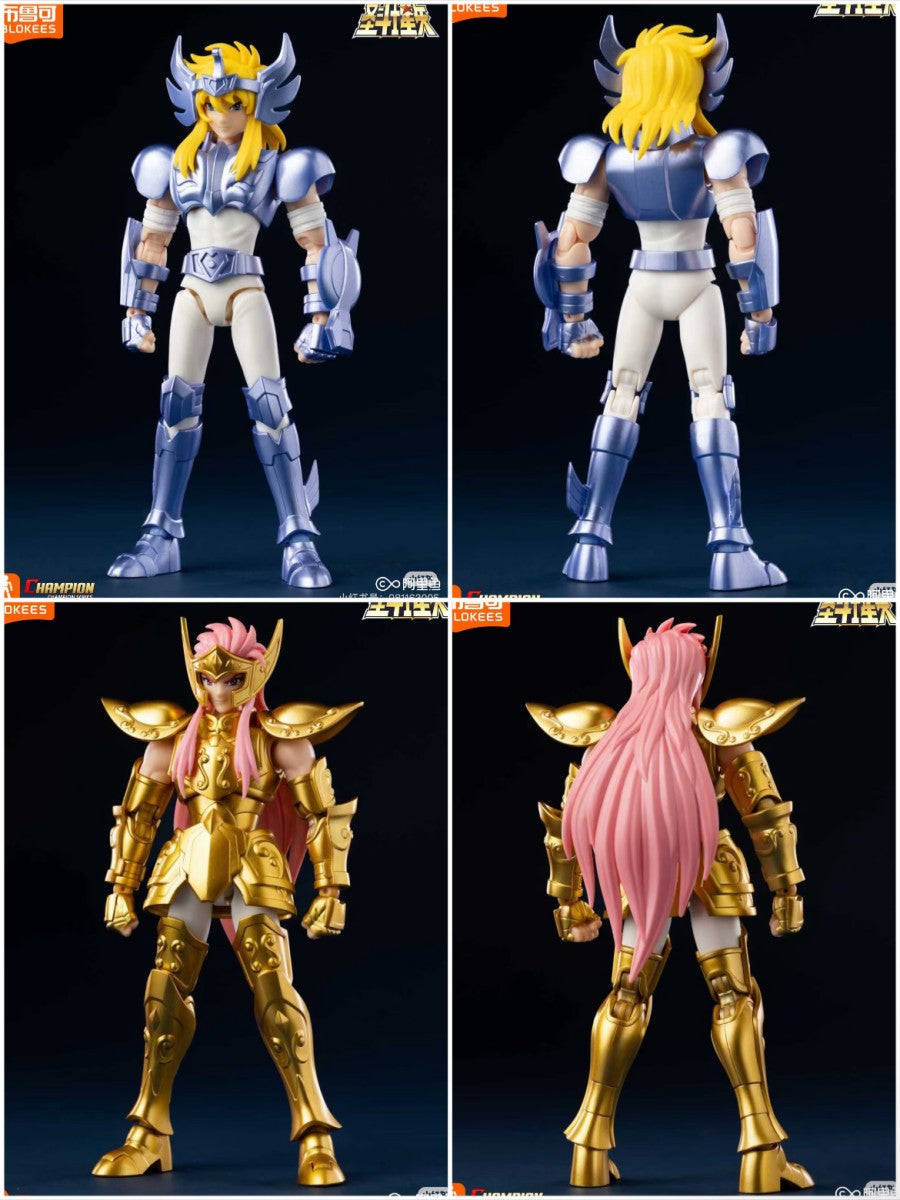 Em Estoque blokees originais Saint Seiya Champion Series Conjunto de Bonecos de Ação Camus Hyoga Boneco de Anime Colecionável Montado Presente de Natal