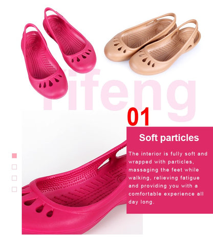 Certified Satihu Summer New Lightweight Anti Slip Hole Shoes  Clog For Women's Flat Bottom Sandals Nurse Outdoor Beach Jelly