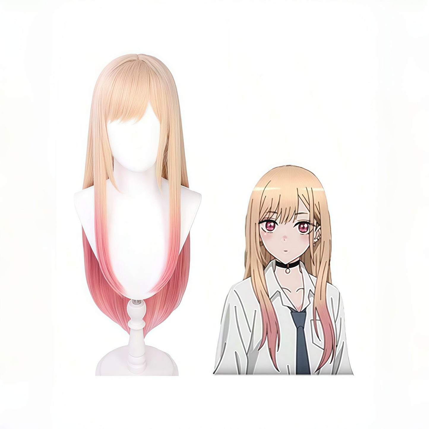 Peruca sintética para cosplay, gradiente vermelho cereja, cabelo longo e liso, efeito de gradiente realista para uso diário, aniversários