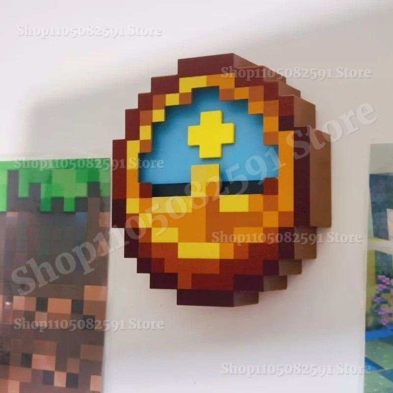 Cartoon Pixel Style Clock Wall or Table 12/24 Hours Timer 3D Printed with Stand Hook Desktop Ornament Home Decor Creative Gifts