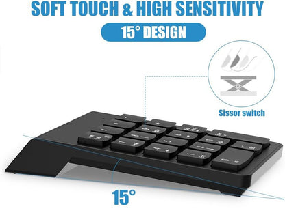 USB Wired Numeric Keypad 18-Key Mini Number Pad Portable 2.4G Wireless Digital Keyboard for IMac MacBook Laptop PC Notebook