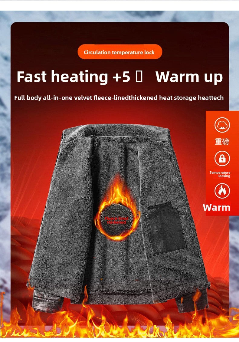 2025 veluokldly Leather Jacket Man Winter Motocross Windproof Warm PU Leather Coat chaqueta Male Trendy Motorcycle Fleece Coats