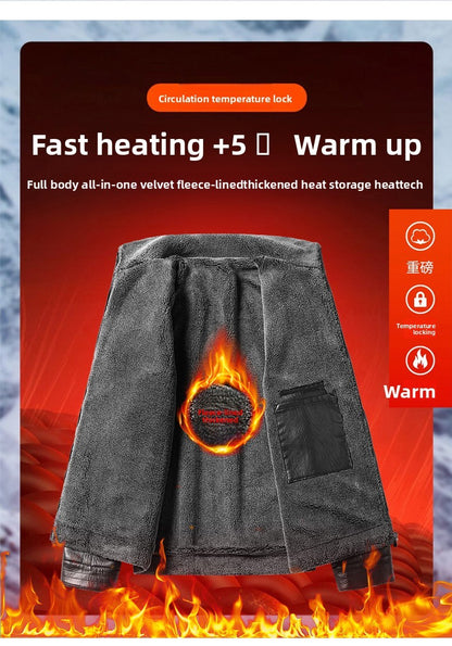 2025 veluokldly Leather Jacket Man Winter Motocross Windproof Warm PU Leather Coat chaqueta Male Trendy Motorcycle Fleece Coats