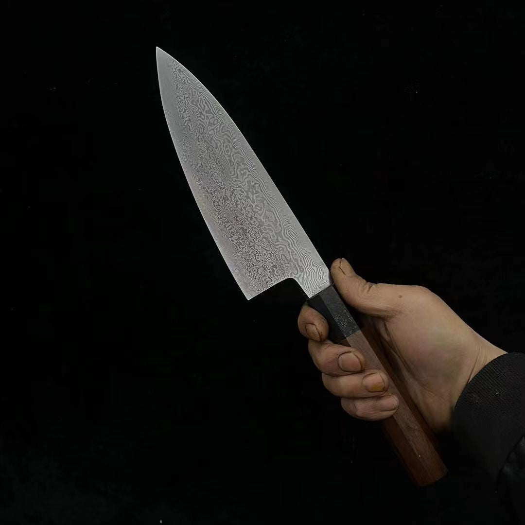 Faca Deba Aço Damasco Artesanal Lâmina Chefs Cutelo Sashimi Fatiar Carne Tynny Sushi Longquan Facas de Cozinha Ferramentas de Culinária