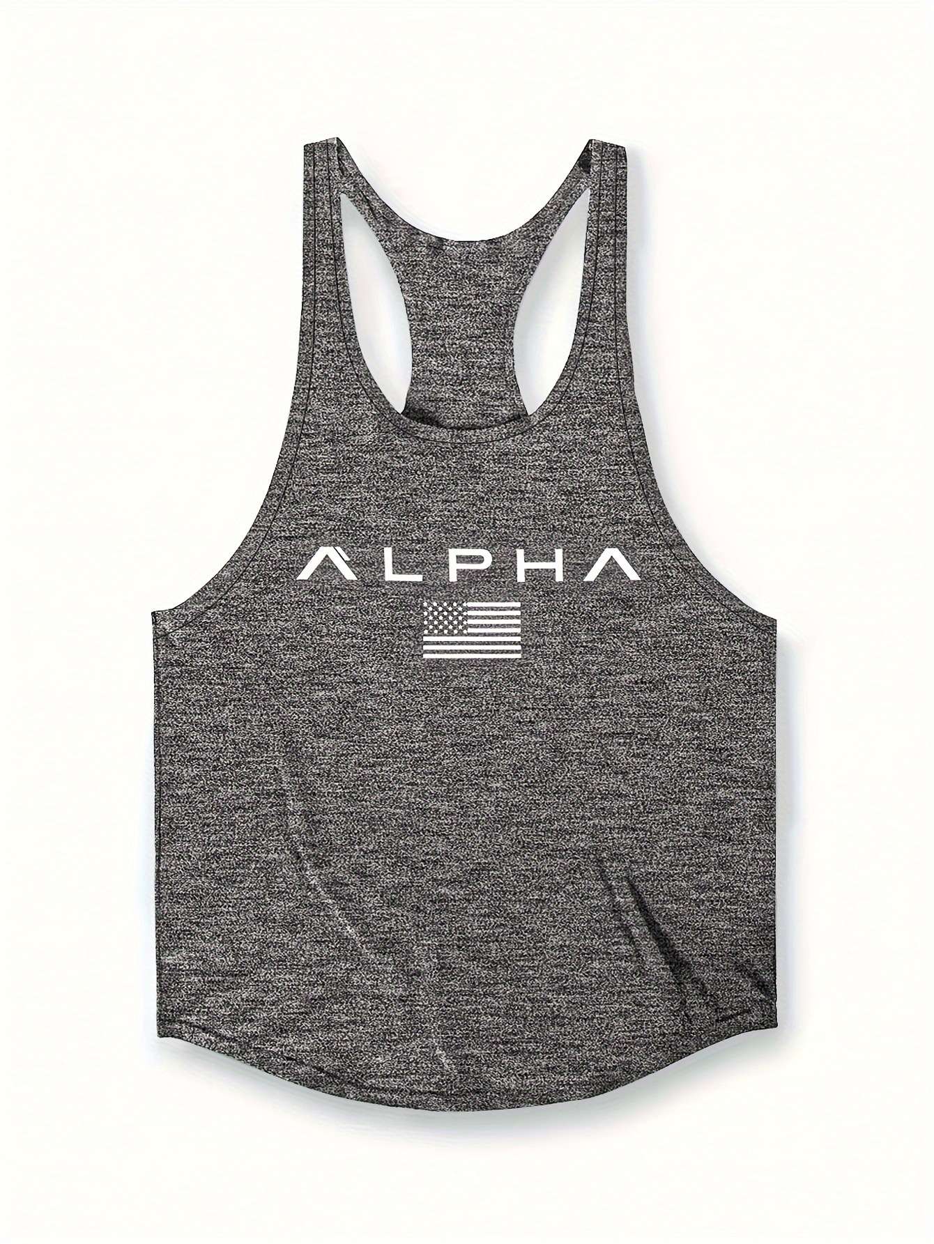 Cross-border European Size Alpha Men's Printed Round-neck Fitness Vest, Undershirt, Muscle Quick-drying Basketball Vest