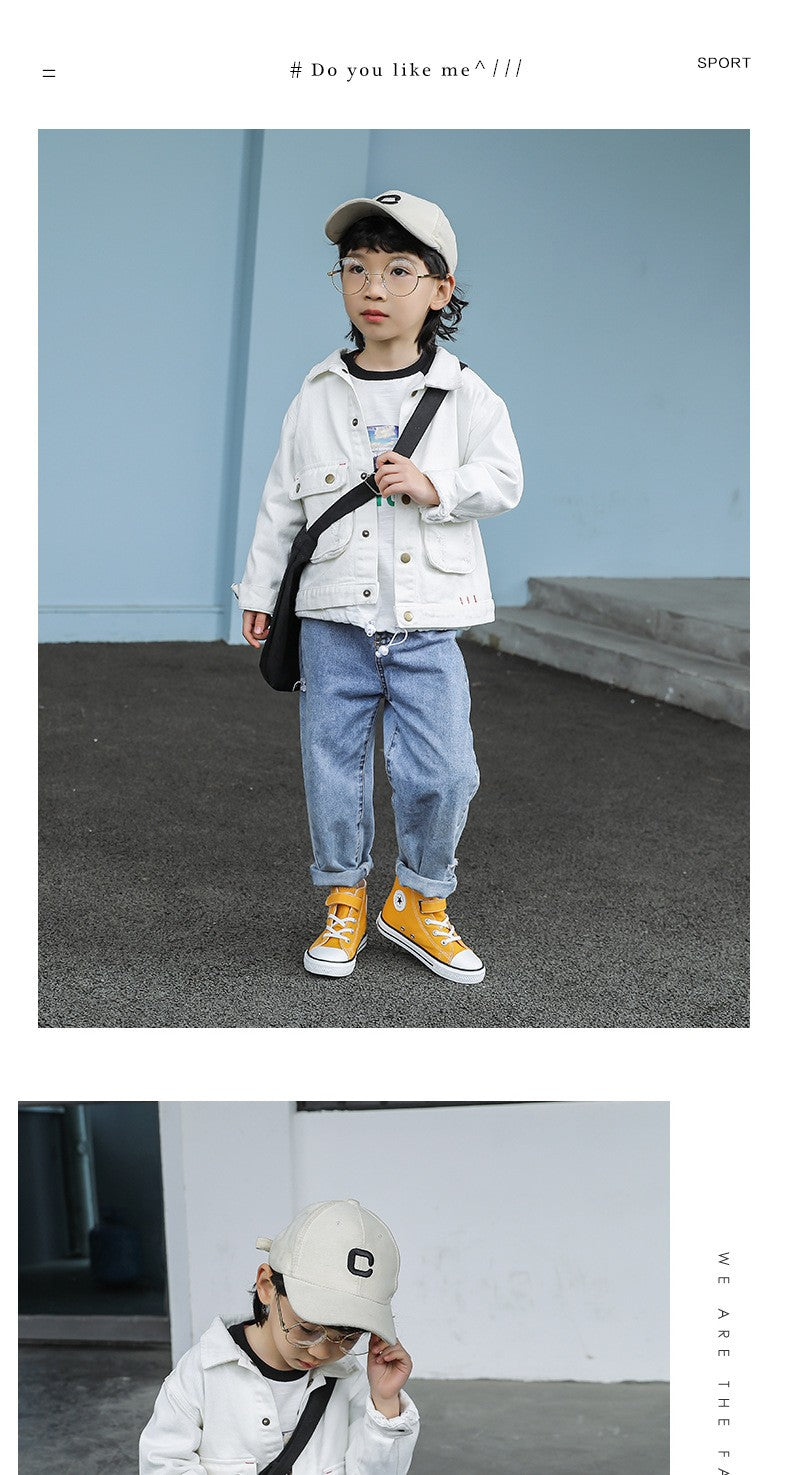 Children Canvas Shoes High-Top Boys and Girls Shoes White Board Shoes Small White Shoes New Kindergarten Baby Cloth Shoes