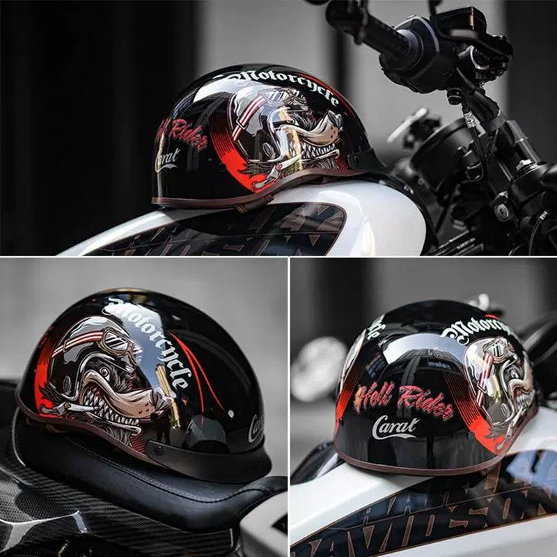 Motorcycle Half Helmet High-quality Retro Carat Multi-Purpose Headgear Classic Design Stylish Safe Comfortable Original Decals