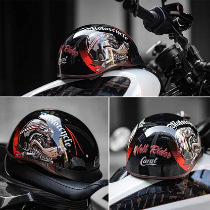 Motorcycle Half Helmet High-quality Retro Carat Multi-Purpose Headgear Classic Design Stylish Safe Comfortable Original Decals