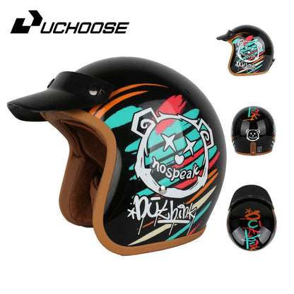 DOT Open Face Casco Moto for Motorcycle Accessories Men Moto Helmets Certificated Retro Motorcycle Helmet Cafe Racer