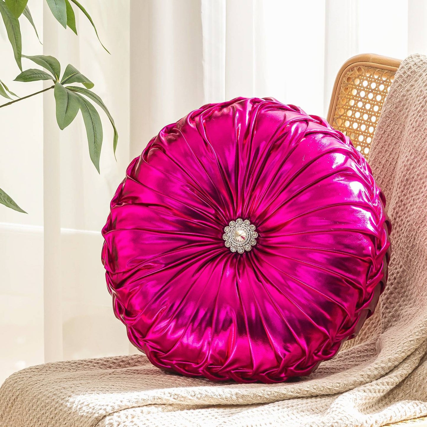 2025 New Circular Nordic Ins Style Solid Color Sequins Wheel Pillow Sofa Cushion Bedside Window Futon Cushion Pumpkin Pillow