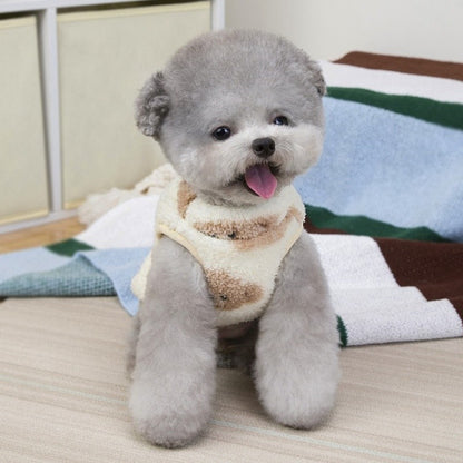 Colete de cachorro quente de lã, suéter de outono macio para animais de estimação, roupas de cachorro de luxo, moletons para filhotes, colete de gato com estampa animal, pulôveres para animais de estimação, roupas de poodle