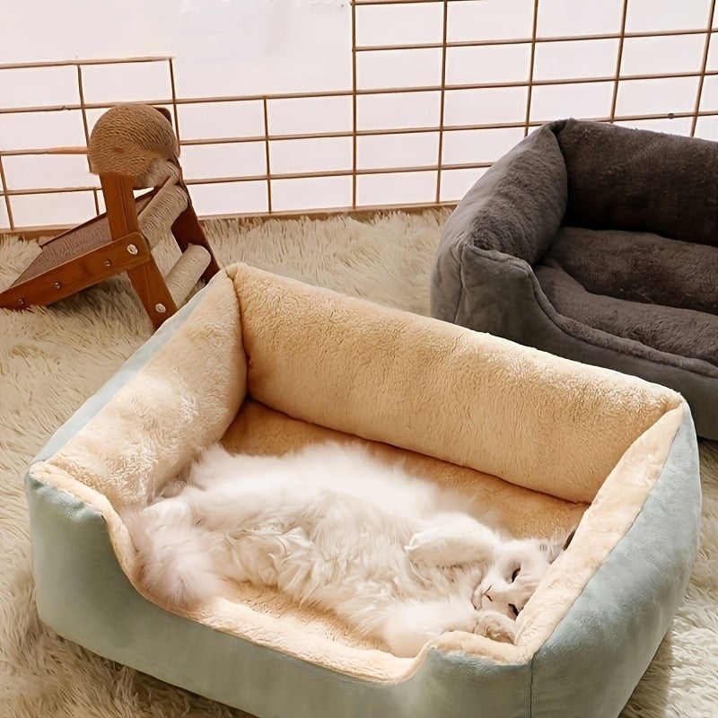 Cama de sofá de pelúcia confortável para animais de estimação, cama para cães, cama para gatos, abrigo quente para o ano todo, adequada para: quarto, sala de estar, varanda