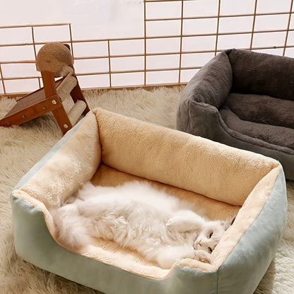 Cama de sofá de pelúcia confortável para animais de estimação, cama para cães, cama para gatos, abrigo quente para o ano todo, adequada para: quarto, sala de estar, varanda