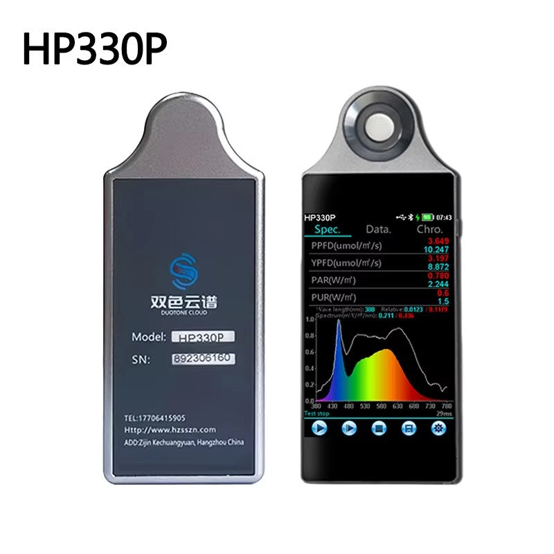 Medidor espectral de PAR HP330P portátil DUOTONE CLOUD PPFD espectrômetro para luzes de crescimento de plantas ideais