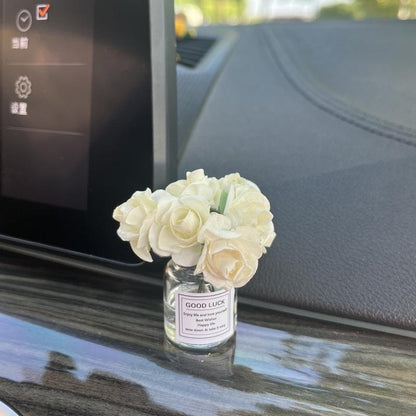 ?M?Car Decoration Ornament Cute Simulation Rose Flower Vase Auto Dashboard Decoration Gadgets For Woman Car Accessories