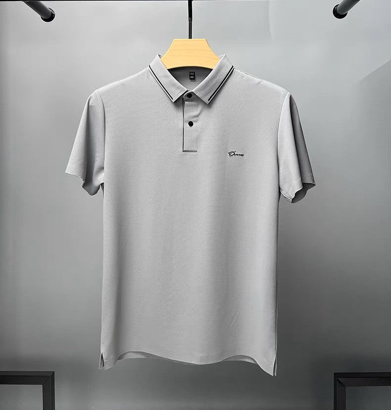 High end luxury brand fashion hot diamond short sleeve Advanced printed POLO shirt summer new Korean version men's lapel T-shirt