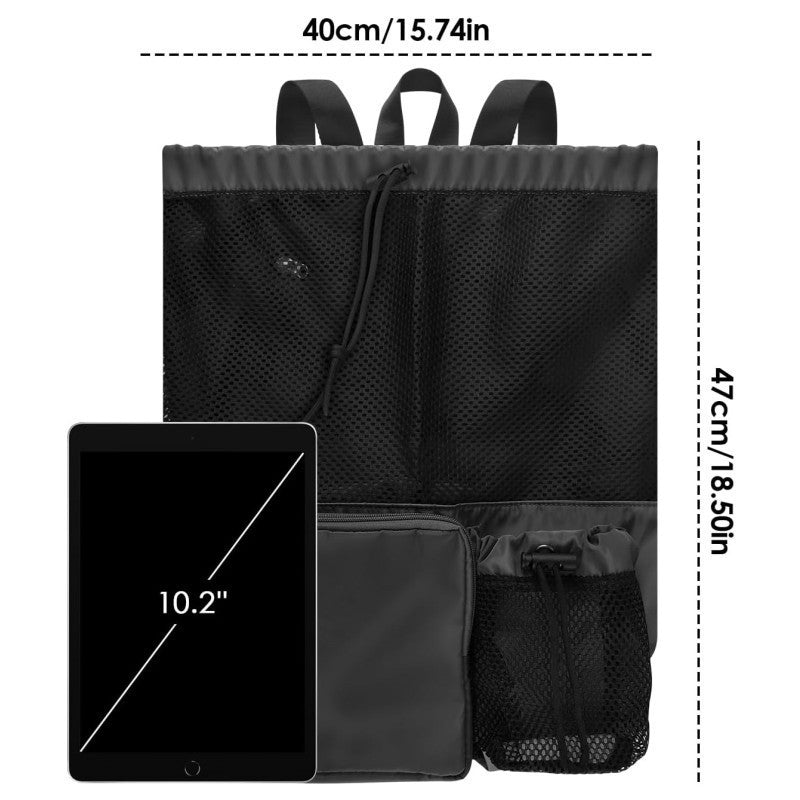 1 Mochila de Cordão de Malha Grande Capacidade Academia Praia Viagem Bolsa Poliéster Mochila Esportiva ao Ar Livre