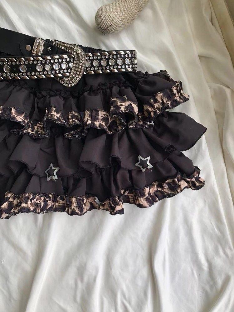 Punk Skirt Cross Woman Clothing Short Dress Goth 90s Y2K Kawaii Vintage Japan Harajuku Ball Gown Grunge Fashion Summer Hot Girl