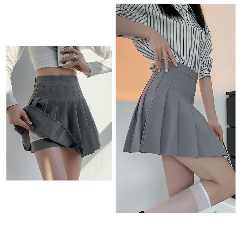 Women Pleated Skirt High Waist A-Line Mini Skirt School Girl JK Uniform Skirt Skater Skirt Tennis Skirt White Plus Size