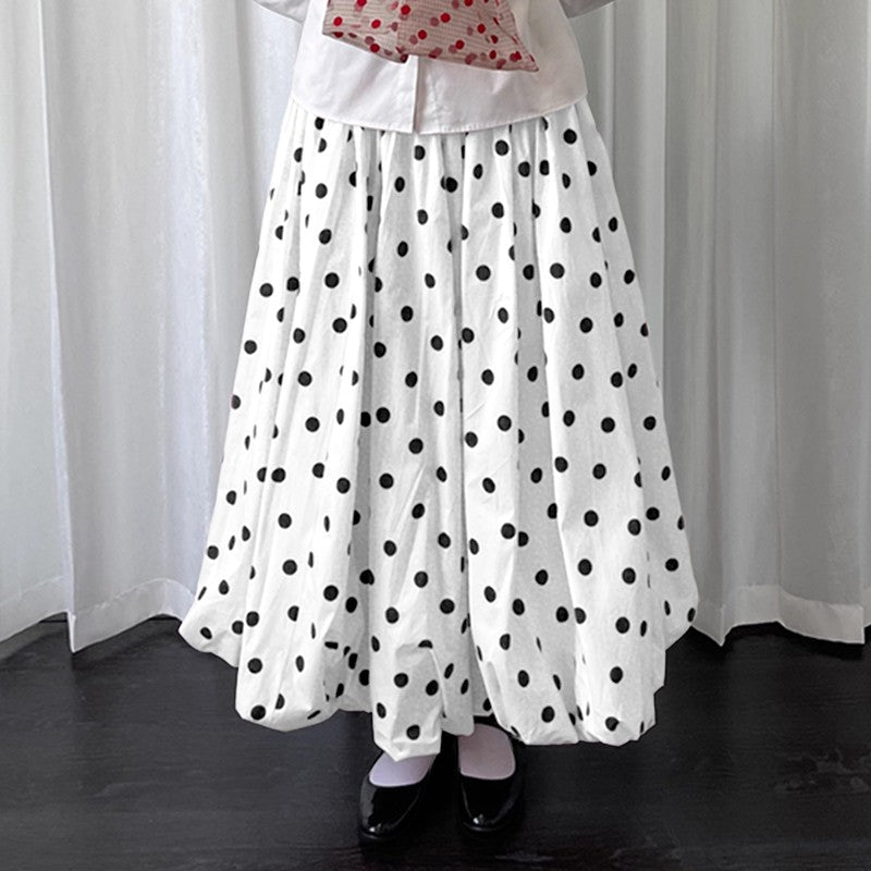 VONDA Polka Dot Bohemian Long Skirts Women Oversize Casual Elastic Waist Jupes Faldas Saia 2025 Autumn Maxi Skirt Plus Size 5XL