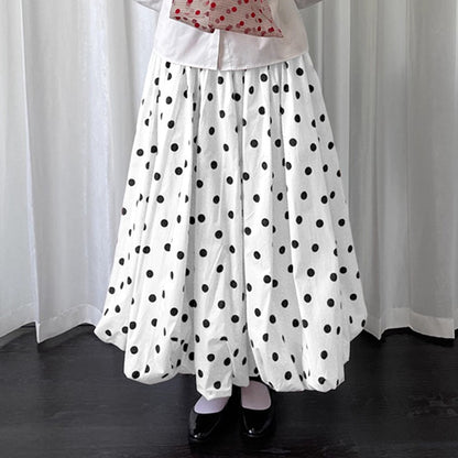 VONDA Polka Dot Bohemian Long Skirts Women Oversize Casual Elastic Waist Jupes Faldas Saia 2025 Autumn Maxi Skirt Plus Size 5XL