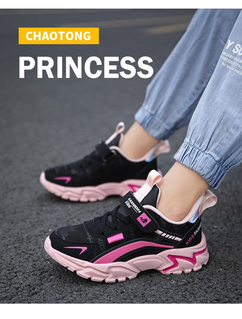 Girls Sneakers Lightweight Athletic Comfortable Shoes with Velcro Closure Kids Non-Slip Casual Walking Running Sports Shoes